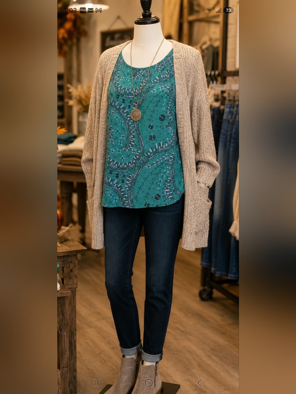 Ava & Viv Teal Paisley-Print  Top Pit 26 LENGTH 27"